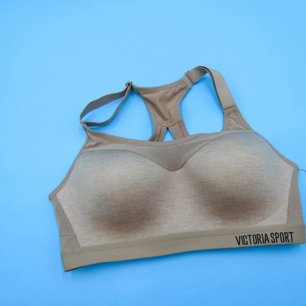 Victorias Secret Sports Bra 32D Beige Incredible Lightweight Max‎ Lined Athletic